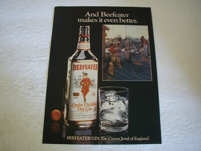 1983 BEEFEATER GIN THE CROWN JEWEL OF ENGLAND. 7.5X11 VINTAGE PRINT AD 41