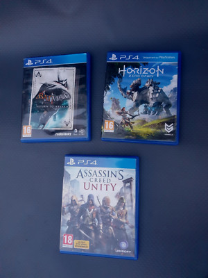 3 x  Playstation 4 PS4 Spiele u. a. Assassin`s Creed Unity, Horizon Zero Dawn
