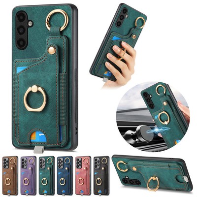 Ring Card Slot Leather Phone Case For Xiaomi 10 11T Redmi Note 11 Pro POCO X3