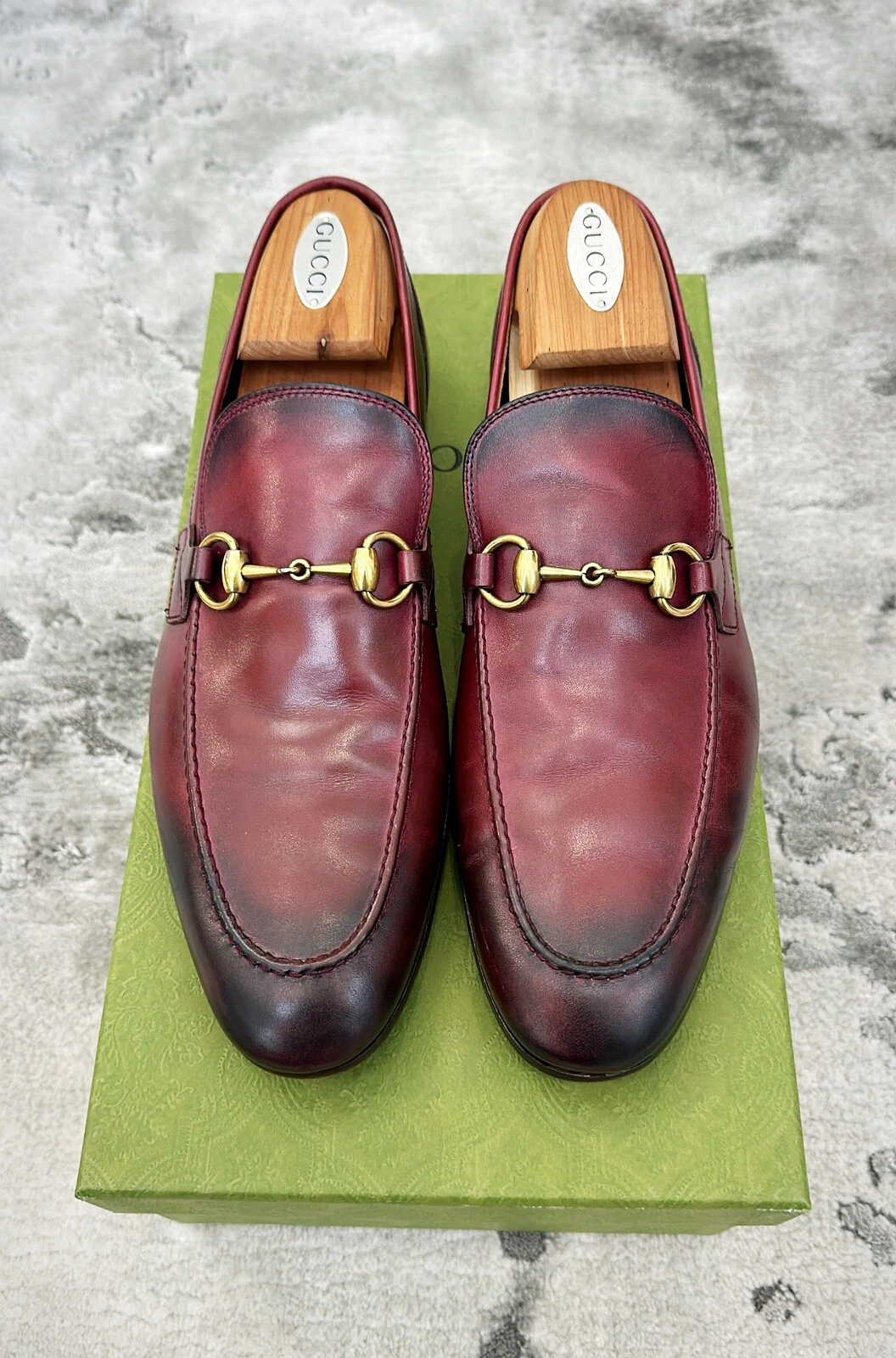 Authentique mocassin homme Gucci Jordaan Gold Horsebit cuir US9,5 EU43 UK9