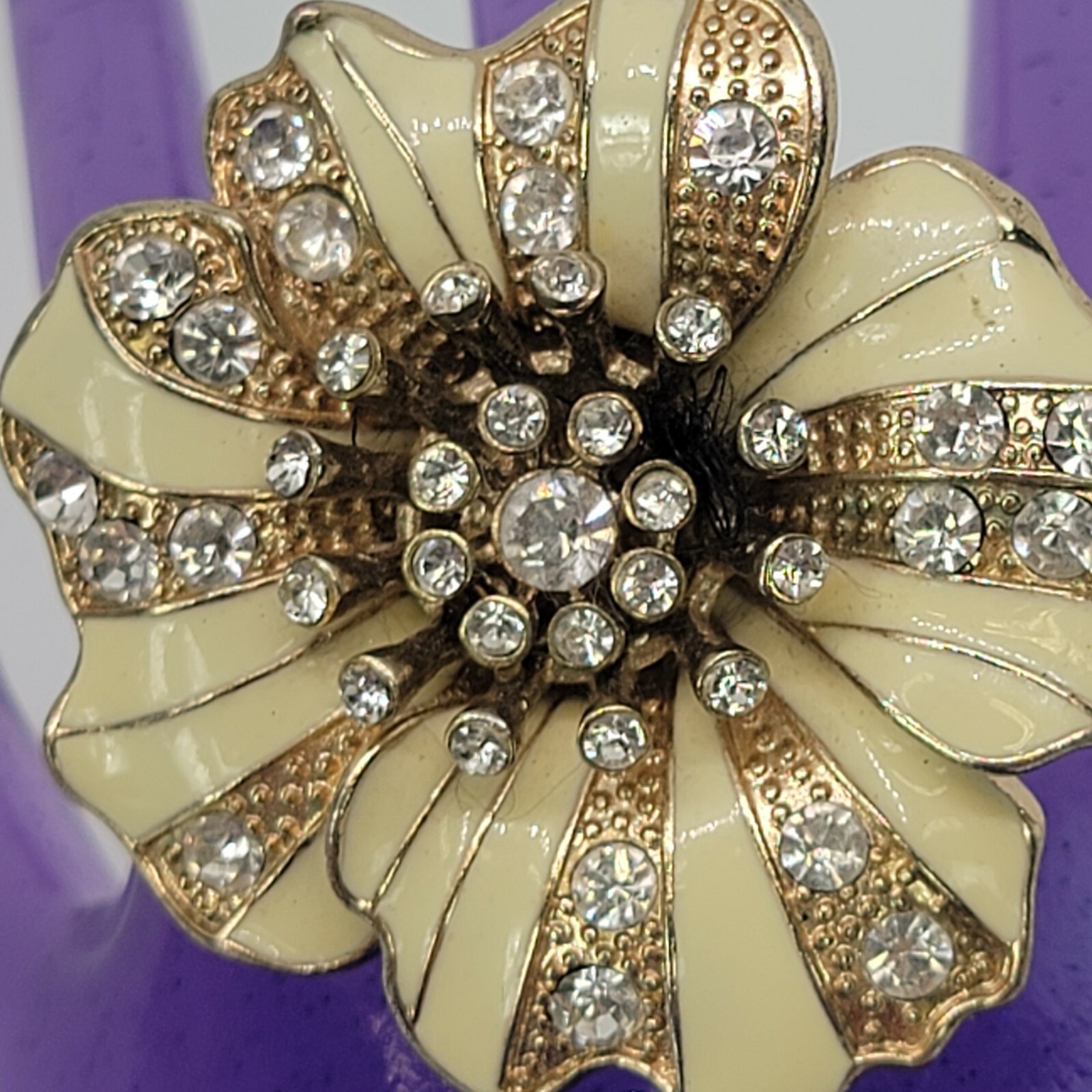 Flower Statement Cocktail Ring Stretch Cream Enam… - image 2