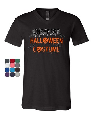 Cheapest Halloween Costume V-Neck T-Shirt Funny Spooky Trick or Treat Tee