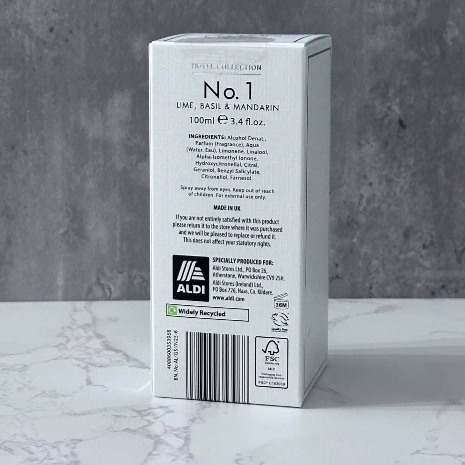 Hotel Collection No Lime Basil Mandarin 100ml Eau De Parfum EDP, NEW,  ALDI
