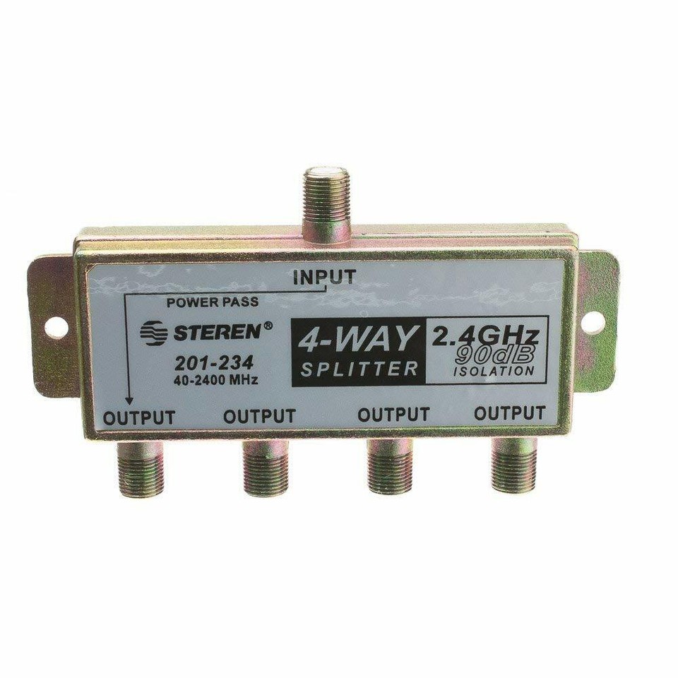 Steren 201-234 4-Way 2.4GHz 90dB Splitter with DC Power