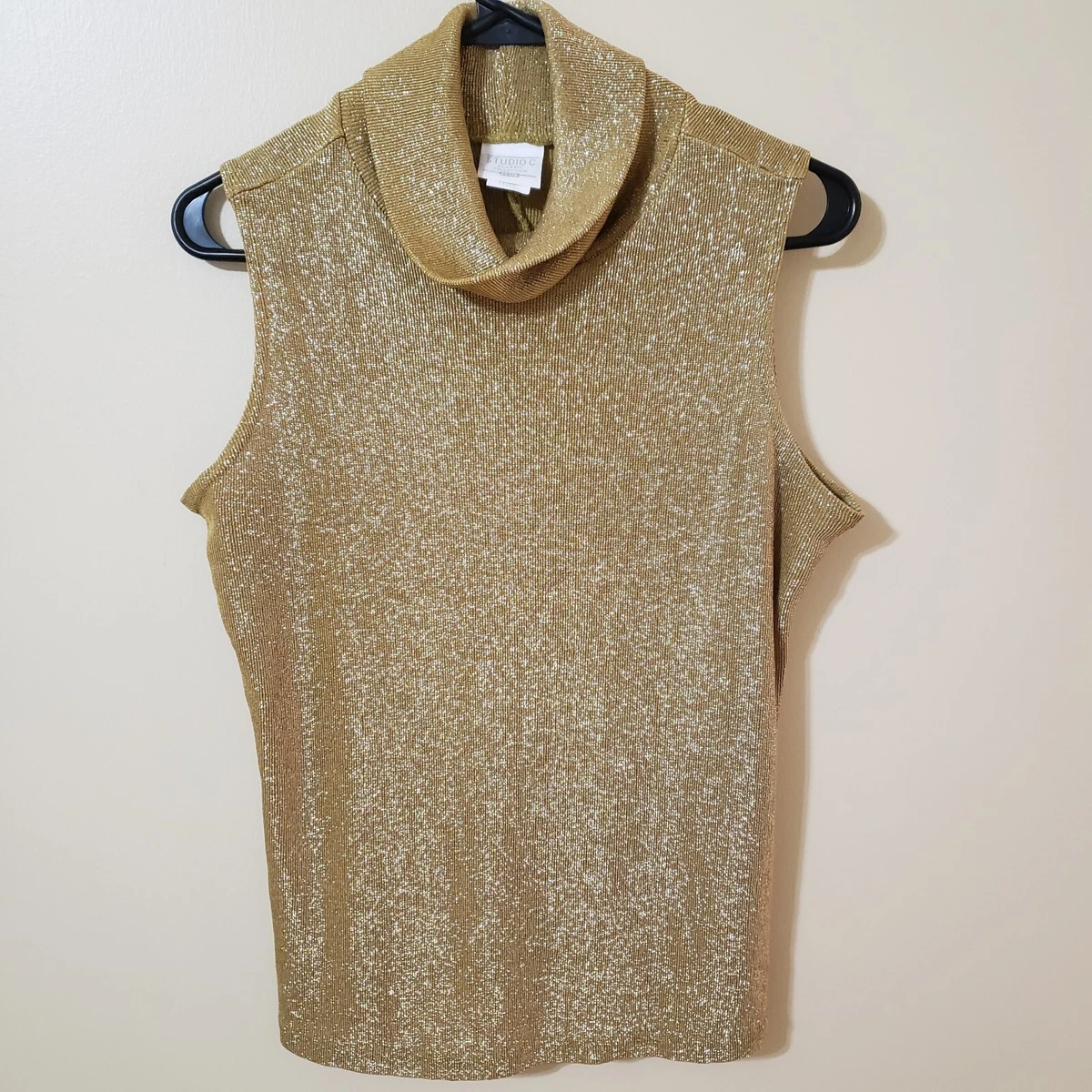 Gold sleeveless best sale turtleneck