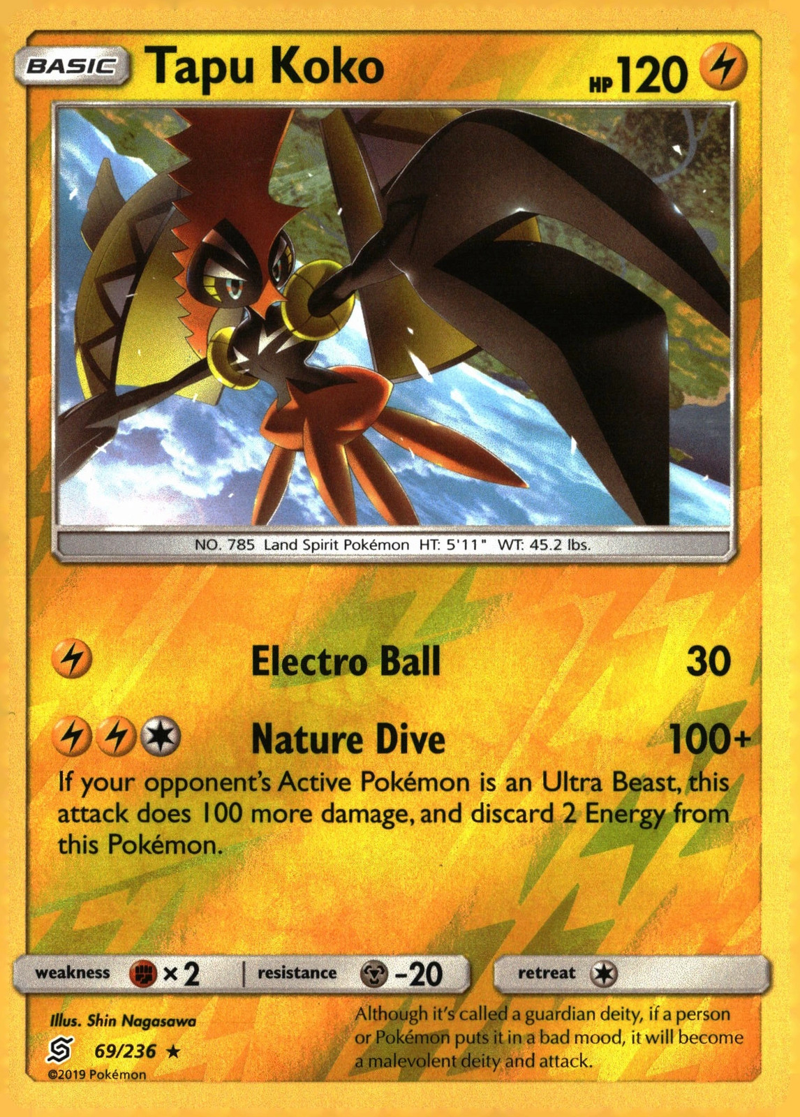 Tapu Koko 69/236 Unified Minds Rare LP Pokemon TCG