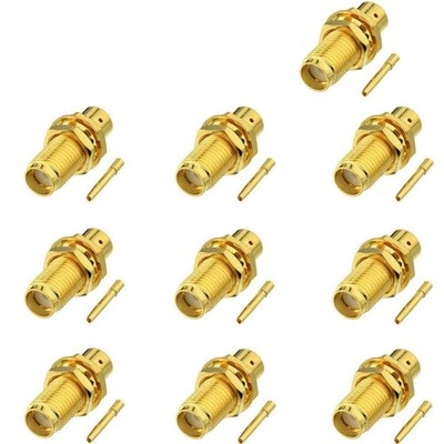 Eightwood 10pcs SMA Female Bulkhead Solder Connector for RG402 .141 Semi-Rigi...