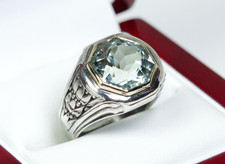 Oro/Argento - Antico Liberty Siegel-Ring - 10.50 CT Acquamarina - Certificato
