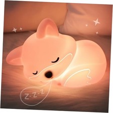 Fox Lamp for Girls, Pink Silicone Squishy Fox Shaped, 20 Mins Auto-Off Pink Fox