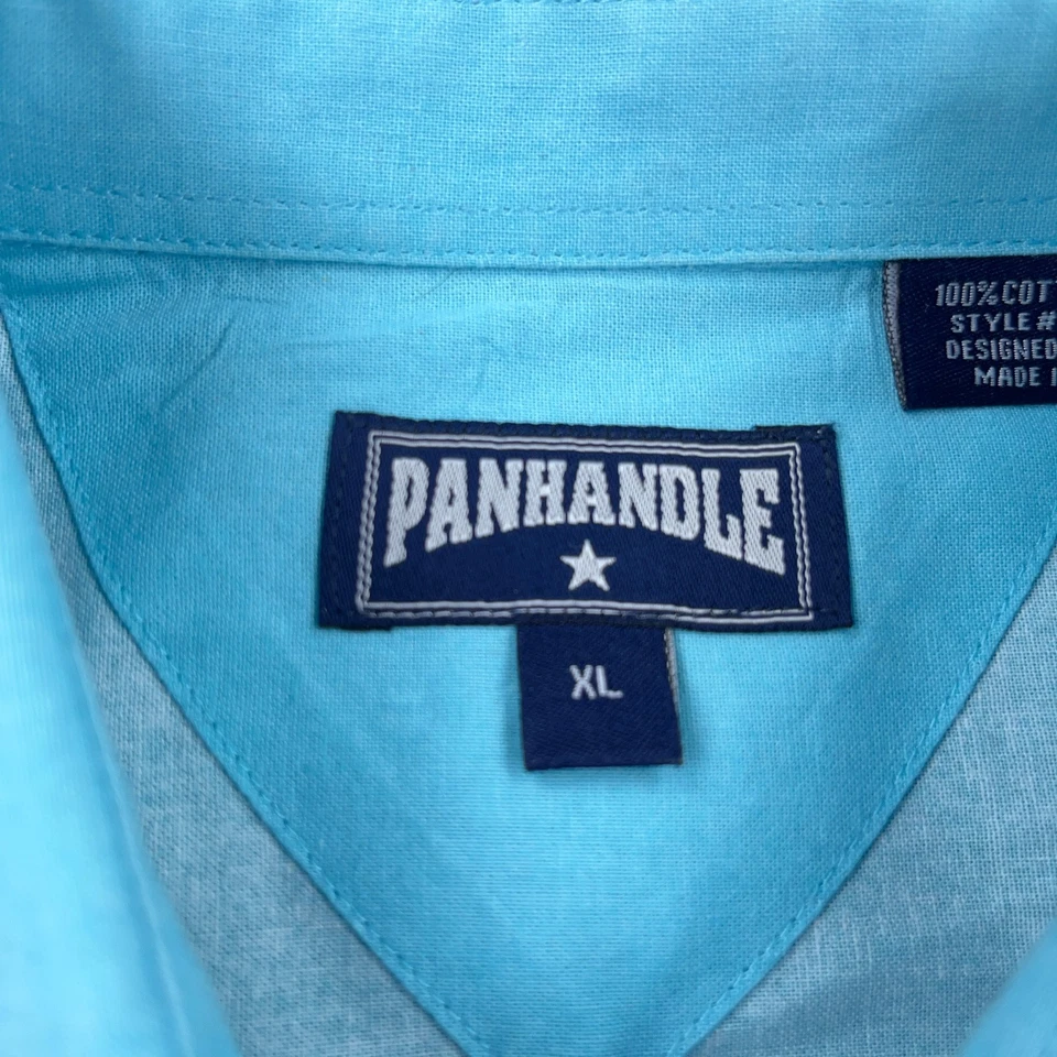 Panhandle Slim Shirt Men XL Blue Pearl Snap South Western Cowboy Aztec Navajo - Image 4 of 4