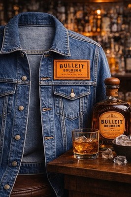 Bulleit Bourbon 3M Fabric Sticker Patch Frontier Whiskey Fabric Jacket Vest  