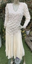 80s vintage  art deco Gatsby style wedding dress embellished New Romantic S 