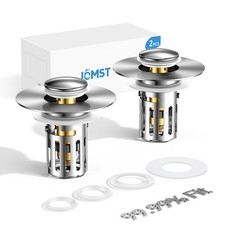 JOMST Bathroom Sink Stopper, All Metal DrainHair Stopper with Silver