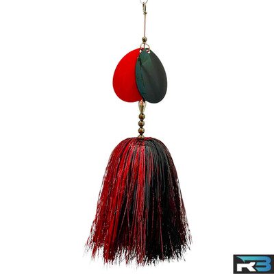 Musky Bucktail Lure 8.5'' Double #8 Blades Flash Single Treble Hook (Red Widow)