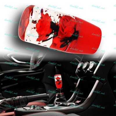 Red VIP 100MM Real Rose Flowers Gear Stick Shift Knob Lever Shifter w/ Adapters