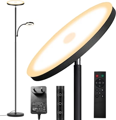 42W Stehlampe Wohnzimmer, 4200LM LED Deckenfluter Mit Leselampe 2700K-6500K Stuf - Bild 1 von 4