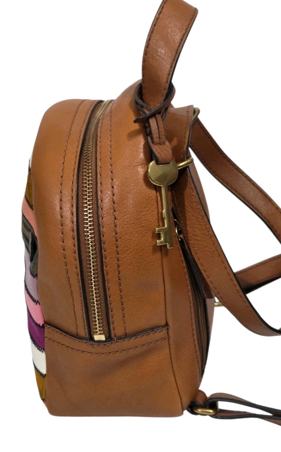 Fossil Megan Mini Backpack Bag Patchwork Rainbow … - image 7
