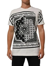 Dolce & Gabbana White Cotton Logo Bandana Print Men Men's T-shirt Authentic