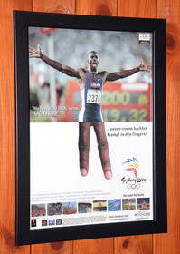 2000 Summer Olympics Dreamcast PS2 Old Rare Small Promo Poster / Ad Page Framed