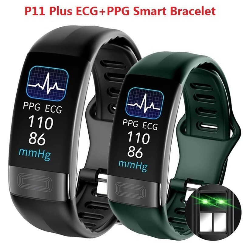 P11 Plus ECG + PPG Smart Braccialetto Pressione Arteriosa Cardiofrequenzimetro Fitness Tracker