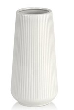 White Ceramic Vase for Flowers, Ribbed Texture, 7 1/4 x 2