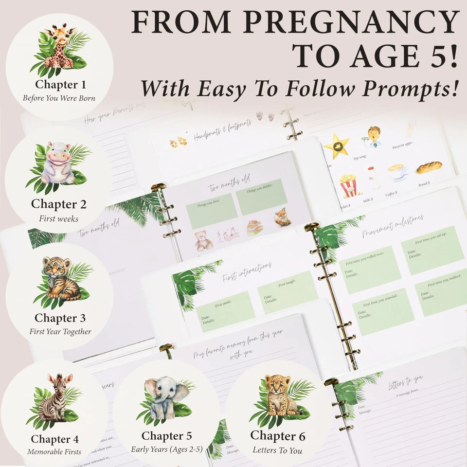 Livro de bebê lembrança - Livro de memória atemporal para bebê menino ou menina I First 5 anos... - Imagem 3 de 4