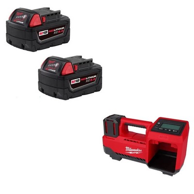 Milwaukee 48-11-1852 M18 Battery 2-Pack + 2848-20 Tire Inflator Bare Tool