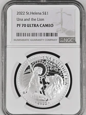2022 St. Helena Una and The Lion 1 oz Silver Coin NGC PF 70 UCAM
