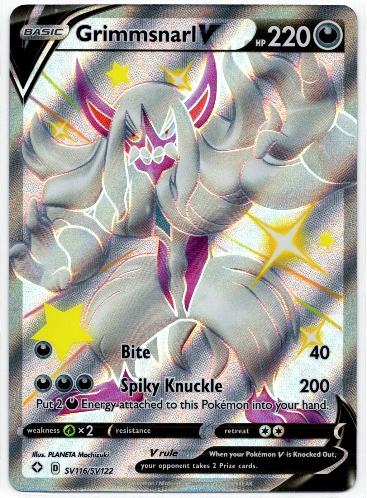 Pokemon - Shining Fates Grimmsnarl V Shiny Holo SV116/SV122 NM