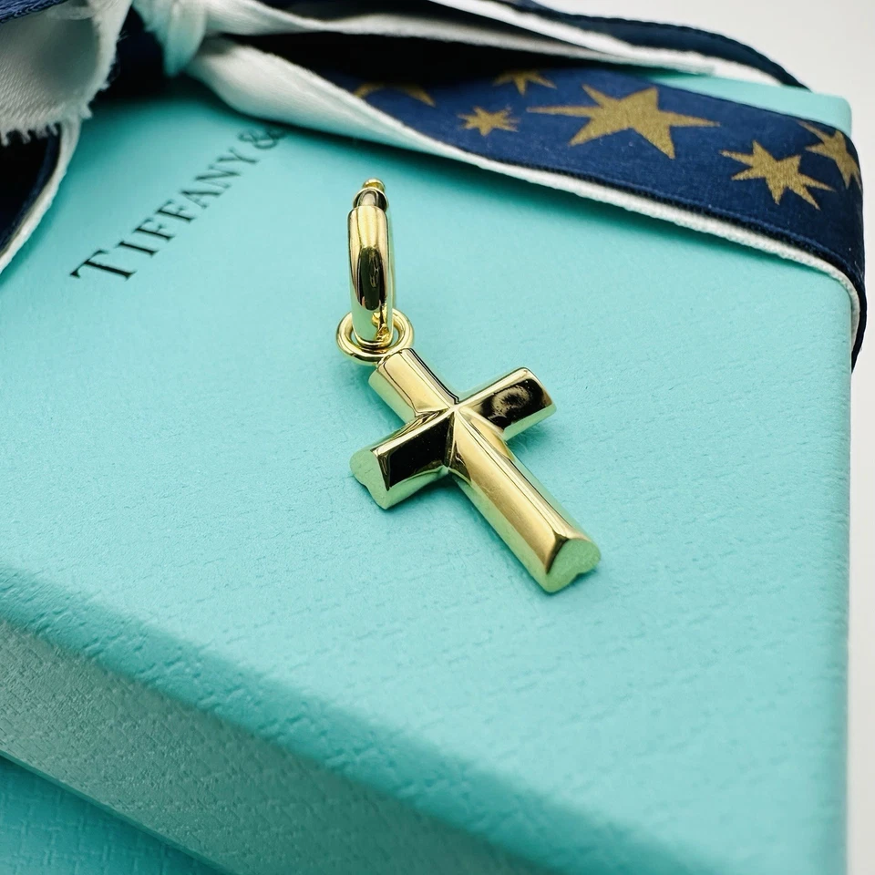 RARO Tiffany & Co Oro Amarillo 18K Ternura Cruz Dije con Anillo de Salto Picasso Foto 4 de 4