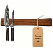 16in Magnetic Knife Strip for Wall , Wood Magnetic Knife Holder - No Drill