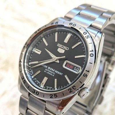 Seiko 5 Automatic Watch 7S26-02T0 21 Jewels Black Dial See-Through Back