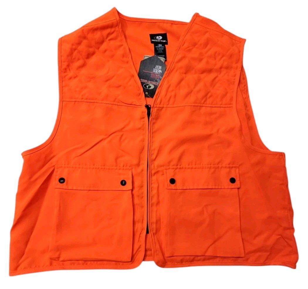 MASSES マシス VEST BLAZE グラフィック　ベスト オレンジ Mossy Oak Blaze Orange Hunting Vest Deer Bird Men's Large/X-Large