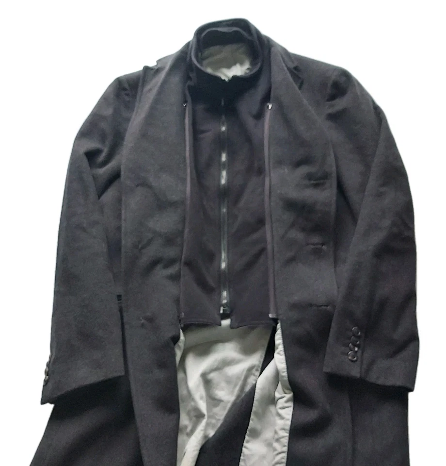 Abrigo de Lana Pal Zileri Concept Hombre Grande Carbón Desmontable Bodywarmer Italia Foto 4 de 4