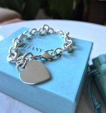 Tiffany & Co Plain Heart Tag Bracelet - 18.5 CM UK Hallmarked 925 - 36 grams