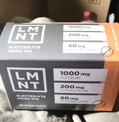 LMNT Grapefruit Salt Electrolyte Drink Mix Zero Sugar 30 Stick Packs 6g