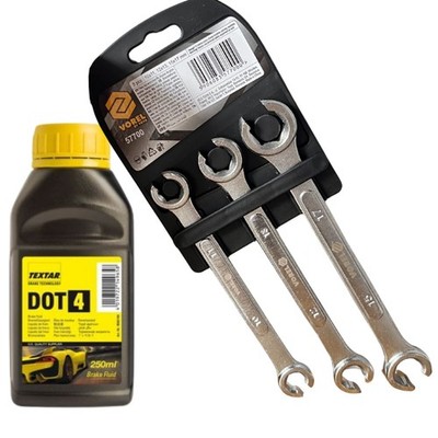 TEXTAR 95002100 Bremsflüssigkeit DOT 4 250ml + 3 Stk. Schlüssel Satz