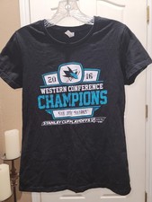NHL San Jose Sharks Missy M T-Shirt Black, Western Conference Champions 2016