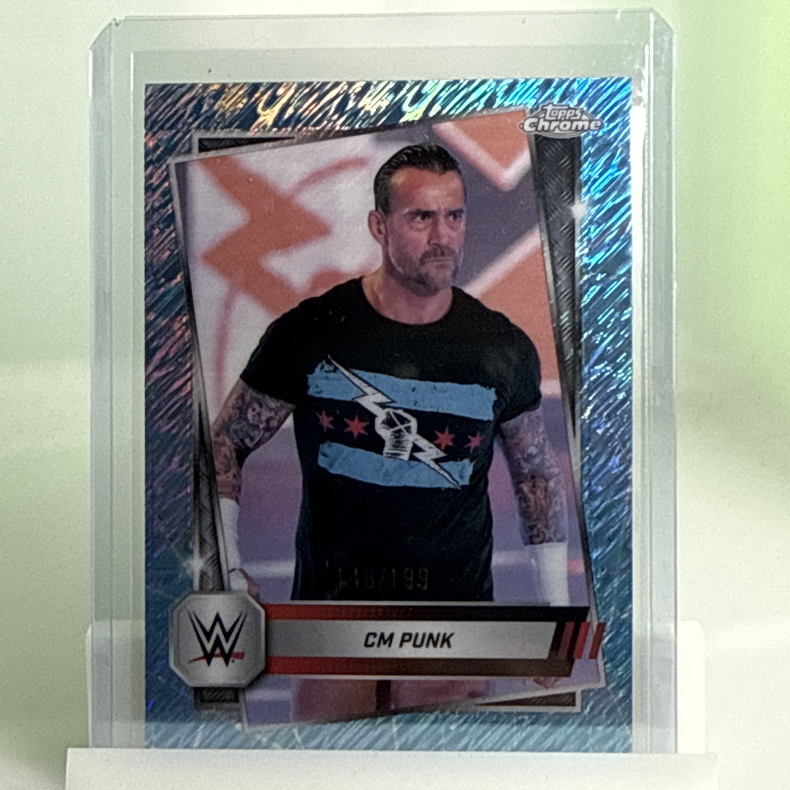 2025 Topps Chrome WWE cm Punk #98 Aqua Shimmer Refractor 148/199