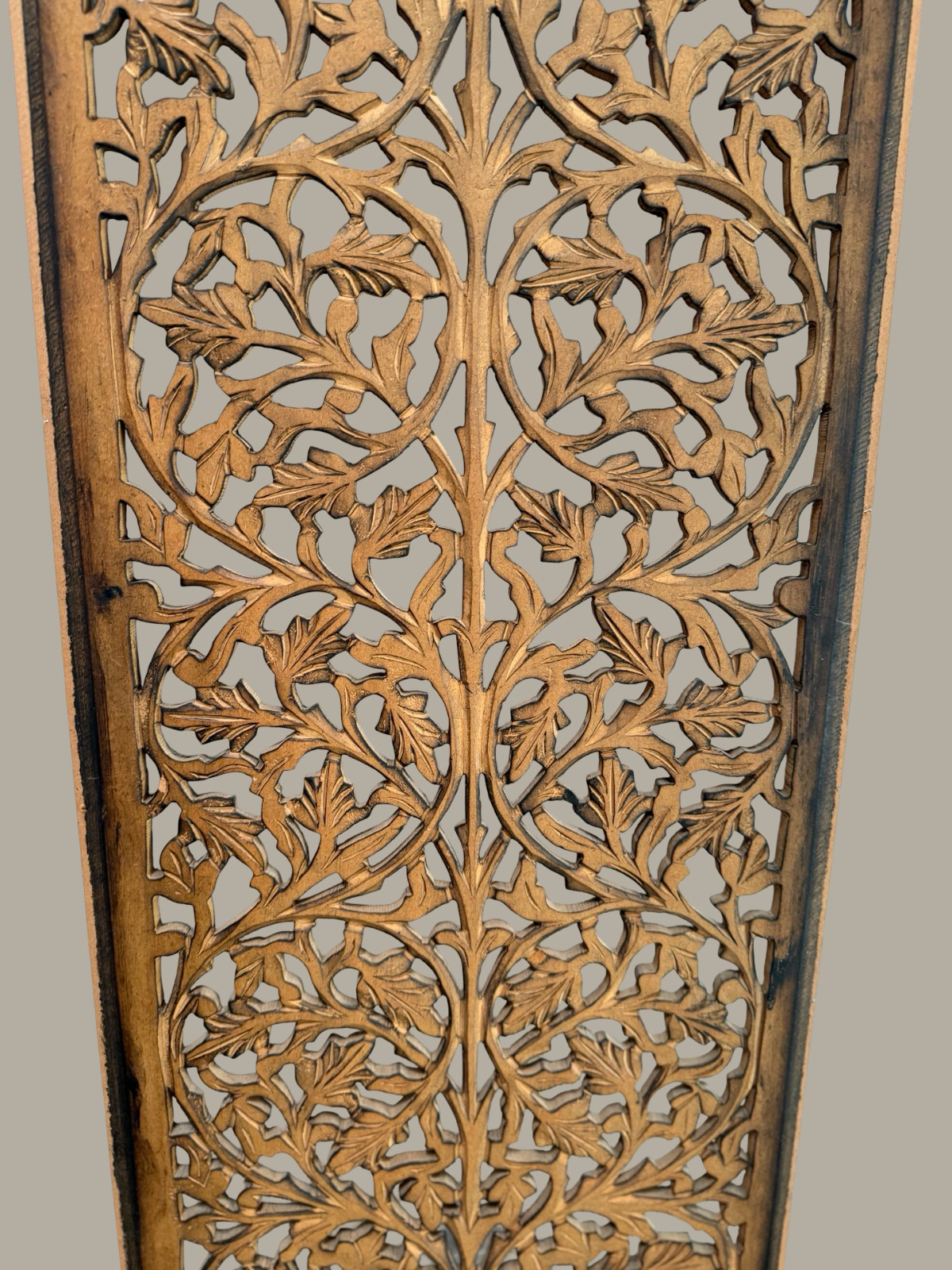 Vintage Intricate Floral Design Hand Carved Wood Panel Decor 40" x 15"