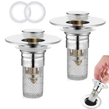 2 Pcs Bathroom Sink Stopper Hair Catcher Bathroom Pop Up Sink Drain Filter