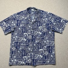 Royal Creations Shirt Mens Large Blue Hawaiian Aloha Made In Hawaii USA