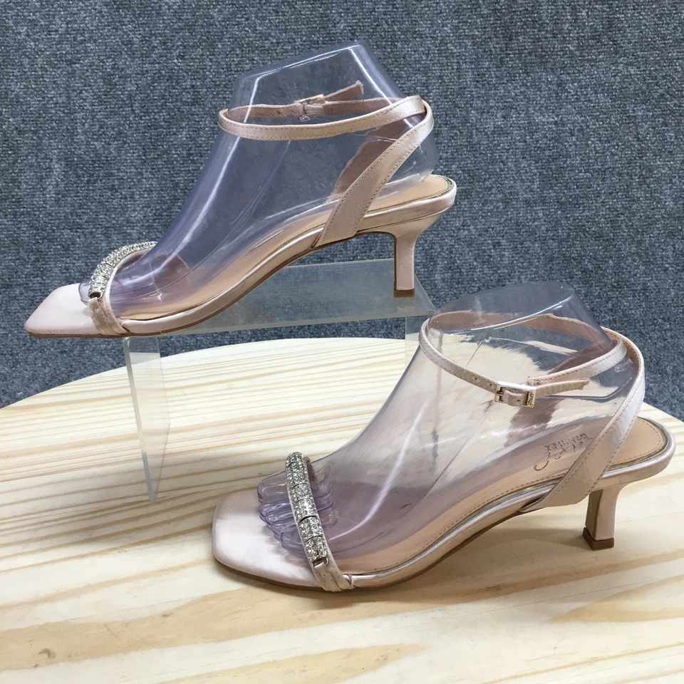 NUEVAS Sandalias Jewel Badgley Mischka para Mujer 8.5 Carisma Tacones con Tiras al Tobillo Beige Foto 2 de 4