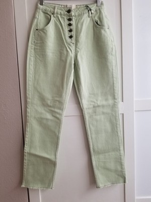 NWT Ted Baker Zahhra Mint Light Green Jeans High Rise Straight Frayed Hem Sz27