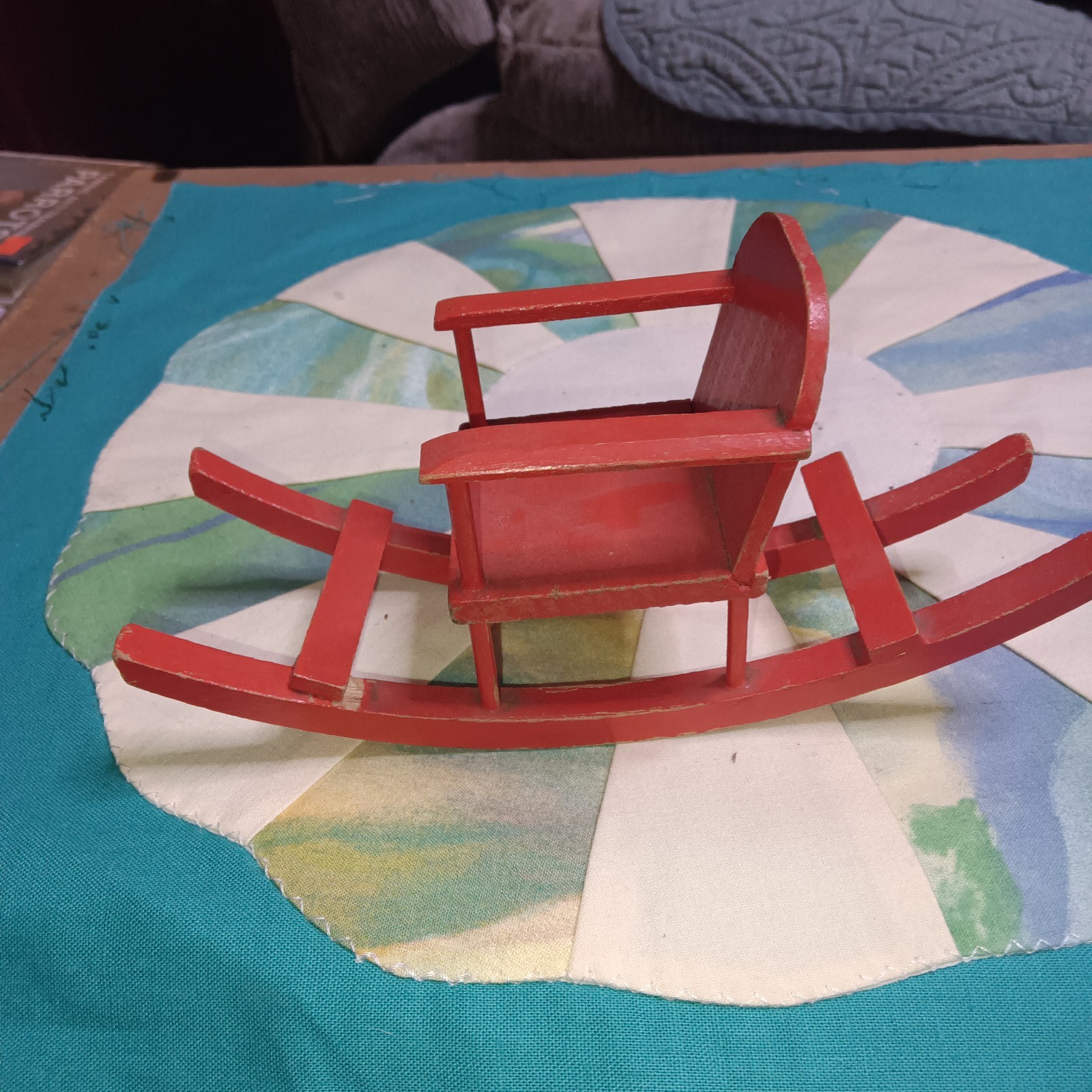 Red  Child's Toy Rocking Chair Vintage  Miniature 