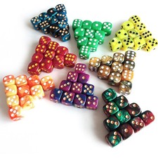 D6 Dice Set of 10 Polyhedral Marbled 6 Sided Role Playing RPG TTRPG Wargame 16mm