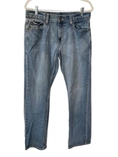 Flypaper Jeans Size 34x34 Straight Leg Light Wash Distressed Cotton Denim Rodeo