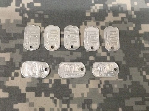 1964-1969 Original Hasbro Eight  (8) G I Joe Metal Dog Tags with Issues