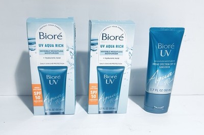 3 PK Biore UV Aqua Rich Daily Hydrating Facial Moisturizer with SPF 50 - 1.7 oz
