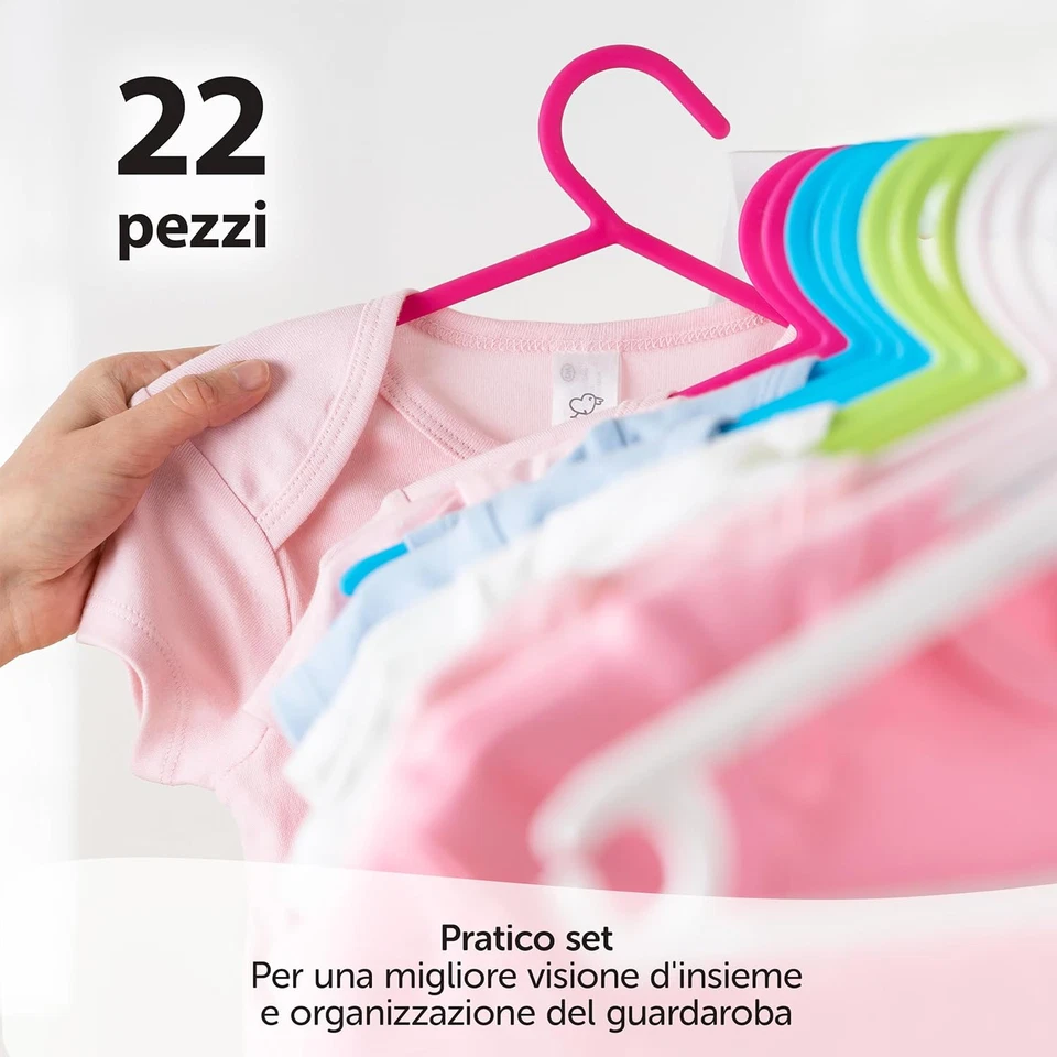 Laloona - Set Grucce Appendiabiti - 22 Appendini Armadio Bambini Colorati per I - Immagine 2 di 4